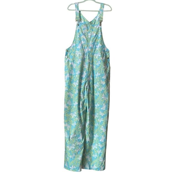 Vintage Lilly Pulitzer Butterfly Overalls Blue Green - Picture 2 of 9